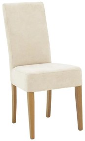 Chair Ditta with grey-beige fabric - wooden walnut legs 45x58x96 εκ.