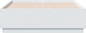 vidaXL Πλαίσιο Κρεβατιού με LED Λευκό 135x190 εκ Επεξεργ. Ξύλο