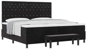 vidaXL Κρεβάτι με ελατήρια με στρώμα Μαύρο 200 x 200 cm Βελούδο