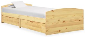 vidaXL Πλαίσιο Κρεβατιού με 2 Συρτάρια 90 x 200 εκ. Μασίφ Ξύλο Πεύκου