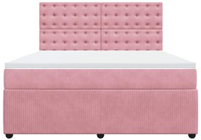vidaXL Κρεβάτι Boxspring με Στρώμα Ροζ 180x200 εκ. Βελούδινο