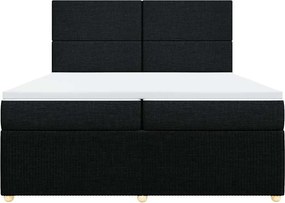 vidaXL Κρεβάτι Boxspring με Στρώμα Μαύρο 200x200 εκ. Υφασμάτινο
