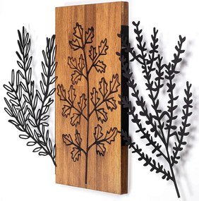 Διακοσμητικό Τοίχου Triple Herbs 899SKL2466 85x58cm Walnut-Black Wallity Μέταλλο,Ξύλο