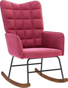 vidaXL Κουνιστή πολυθρόνα με σκαμνί Wine Red Velvet