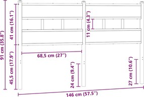 vidaXL Ανταλλακτικό κεφαλάρι Sonoma Δρυς 140 εκ. Σιδερένιο/Επεξεργασμένο Ξύλο