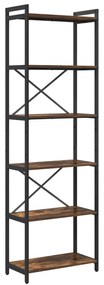 vidaXL Βιβλιοθήκη Καπνιστή δρυς 60 x 30 x 188 εκ MDF και Χάλυβας