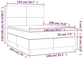 vidaXL Κρεβάτι Boxspring με Στρώμα Μπλε 140x190 εκ. Υφασμάτινο