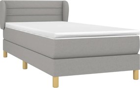 vidaXL Κρεβάτι Boxspring με Στρώμα Ανοιχτό Γκρι 100x200 εκ. Υφασμάτινο