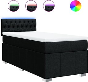 vidaXL Κρεβάτι Boxspring με Στρώμα Μαύρο 80 x 200 εκ. Υφασμάτινο