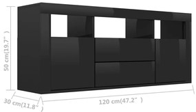 Έπιπλο Τηλεόρασης Γυαλιστερό Μαύρο 120x30x50 εκ. Επεξ. Ξύλο - Μαύρο