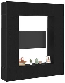 vidaXL Ντουλάπι TV 8 pcs Μαύρο 80 x 30 x 30 εκ Επεξεργασμένο ξύλο