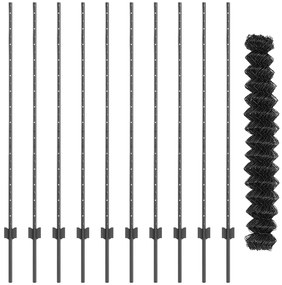 vidaXL Φράκτης  Chain Link με 20 U Posts Γκρι 1.4x10 μ Ατσάλι