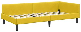 vidaXL Πλαϊνό Κρεβάτι Κίτρινο 90 x 190 cm Βελούδο και Στιβαρή ξυλεία