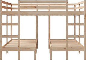 vidaXL Σκελετός Τριπλής Κουκέτας 160x200/80x160 εκ. Μασίφ Πεύκο