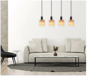 Φωτιστικό Οροφής  SE21-BL-4-4BL-SH3 ADEPT TUBE Black Pendant Brown Fabric Shade+ - Μέταλλο - 77-8525