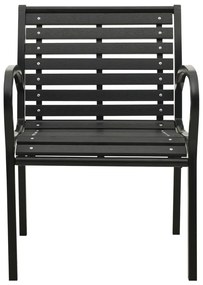 Καρέκλες Κήπου 2 τεμ. Μαύρες από Ατσάλι / WPC - Μαύρο