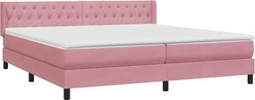 vidaXL Κρεβάτι Boxspring με Στρώμα Ροζ 180x210 εκ. Βελούδινο