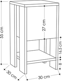 Κομοδίνο Ανθρακί EMA 30x30x55
