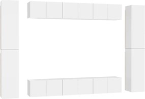 vidaXL Έπιπλα Τηλεόρασης Σετ 10 Τεμαχίων Λευκό από Επεξ. Ξύλο