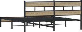 vidaXL Σκελετός Κρεβ. Χωρίς Στρώμα Sonoma Δρυς 183x213 εκ. Μεταλλικό