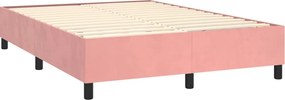 vidaXL Κρεβάτι Boxspring με Στρώμα Ροζ 140x200 εκ. Βελούδινο