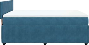 vidaXL Κρεβάτι Boxspring με Στρώμα Μπλε 140x200 εκ. Βελούδινο