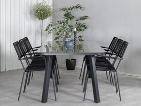 Σετ Τραπέζι και καρέκλες Dallas 2934, Επεξεργασμένο γυαλί, Σχοινί, Μέταλλο | Epipla1.gr