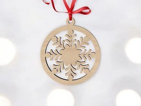 Intra απο ξύλο plywood 3mm-4mm πάχος – Χριστουγεννιάτικη μπάλα με νιφάδα χιονιού 15x20 cm INTRAVECTRY-MY543724