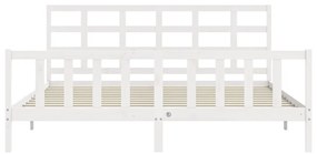 vidaXL Πλαίσιο Κρεβατιού με Κεφαλάρι Λευκό 180x200 εκ. Μασίφ Ξύλο