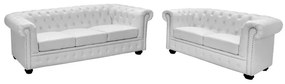 ΣΕΤ ΣΑΛΟΝΙ 2/ΘΕΣΙΟ & 3/ΘΕΣΙΟ CHESTERFIELD ΛΕΥΚΟ ΜΑΤ - 9998367 - hm3010.02+hm3009.02