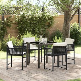 vidaXL Σέτ φαγητού για κήπο 5 pcs Μαύρο συνθετικό ρατάν