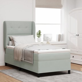 vidaXL Κρεβάτι Box Spring με Στρώμα Ανοιχτό Γκρι 100x200 εκ. Βελούδο