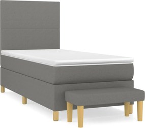 vidaXL Κρεβάτι Boxspring με Στρώμα Σκούρο Γκρι 100x200 εκ. Υφασμάτινο