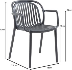 POCO Πολυθρόνα Κήπου-Βεράντας Στοιβαζόμενη, PP-UV Απόχρωση Ανθρακί 58x59x77cm