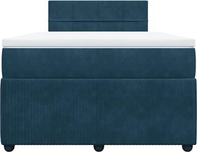 vidaXL Κρεβάτι Boxspring με Στρώμα Μπλε 120x200 εκ. Βελούδινο