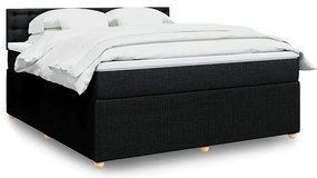 vidaXL Κρεβάτι Boxspring με Στρώμα Μαύρο 180x200 εκ. Υφασμάτινο