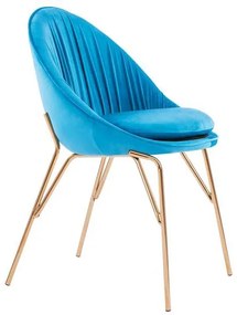 Chair Kelsey  from velvet blue with gold legs 59x61x84,5 cm