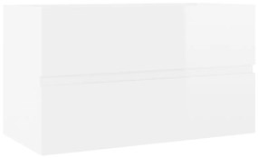 Ντουλάπι Νιπτήρα Γυαλιστερό Λευκό 80x38,5x45 εκ. από Επεξ. Ξύλο - Λευκό
