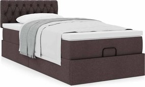 vidaXL Οθωμανικό κρεβάτι με στρώμα σκούρο καφέ 90x200cm ύφασμα
