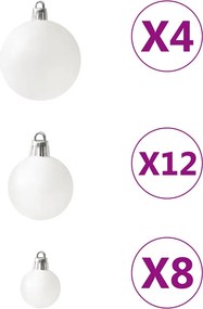 vidaXL Σετ Μπάλες Χριστουγεννιάτικες 100 Τεμάχια Λευκές