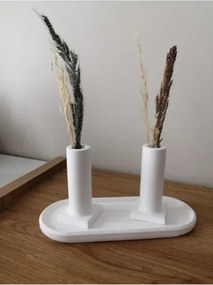 Stewehome Οβάλ δίσκος με 2 τεμάχια κηροπήγια θυμιατό και οργανωτής μπάνιου Λευκό