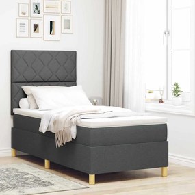 vidaXL Κρεβάτι Box Spring με στρώμα σκούρο γκρι 90x200 εκ. ύφασμα