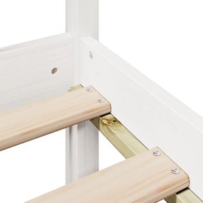 Κρεβάτι Βιβλιοθήκη Χωρίς Στρώμα 180x200 εκ Μασίφ Ξύλο Πεύκου - Λευκό