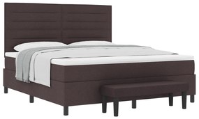 vidaXL Κρεβάτι με στρώμα & παγκάκι σκούρο καφέ 180x200 εκ ύφασμα