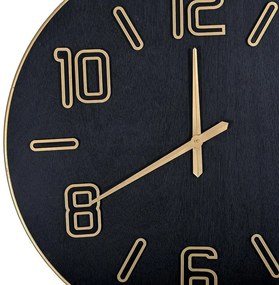 Ρολόι Τοίχου FL03399 Fylliana Μαύρο - Χρυσό 80 εκ.