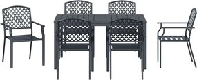 vidaXL Σέτ φαγητού για κήπο 7 pcs Ανθρακί Ατσάλι με Πούδρα
