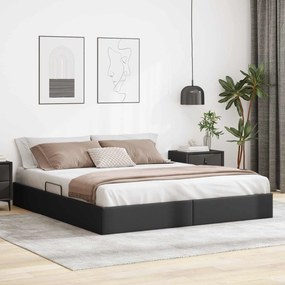 vidaXL Κρεβάτι Οθωμανικού Τύπου Μαύρο 180 x 200 cm Τεχνητό Δέρμα