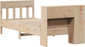 vidaXL Κρεβάτι Βιβλιοθήκη Χωρίς Στρώμα 75x190 εκ Μασίφ Ξύλο Πεύκο