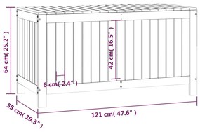 Κουτί Αποθήκευσης Καφέ Μελί 121x55x64 εκ. Μασίφ Ξύλο Πεύκου - Καφέ