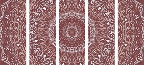 Εικόνα 5 μερών Mandala σε vintage στυλ σε ροζ - 200x100
